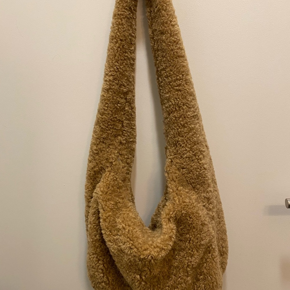 Cozy Tan Shearling Shoulder Bag